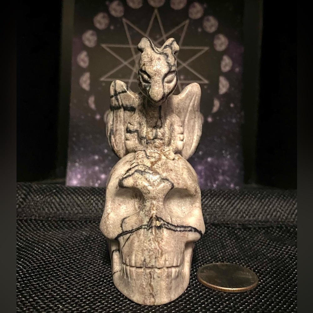 ❤️Spiderweb Jasper Flying Dragon Skull